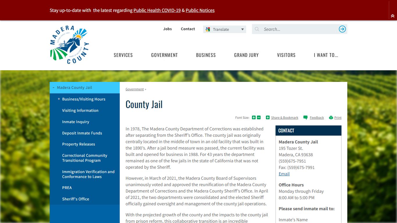 Corrections | Madera County - Madera County, California